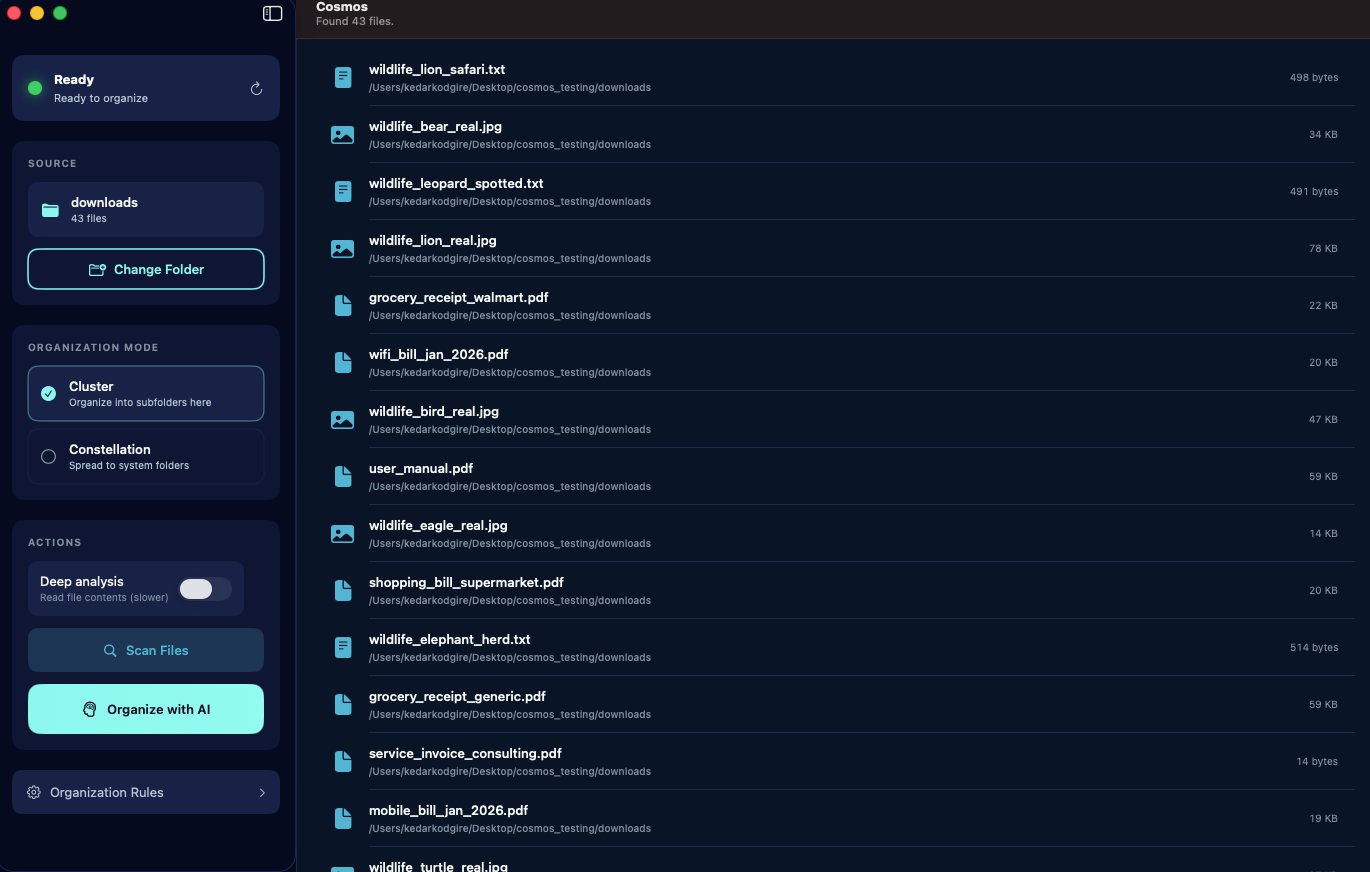 Cosmos app interface